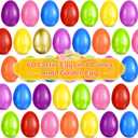 SpringFlower 2.3 Unfilled Easter Eggs, 60 pcs Colorful Egg Plus 1 Golden Egg, Empty Plastic Eggs Fillable with Candy, Treats, Presents for Toy Basket,Easter Decorations, Toy Egg Basket,Boys & Girls
