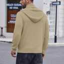 COOFANDY Mens Knitted Hoodie Sweater Long Sleeve Turtleneck Quarter Zip Pullover Sweaters with Pocket (Medium, Khaki)