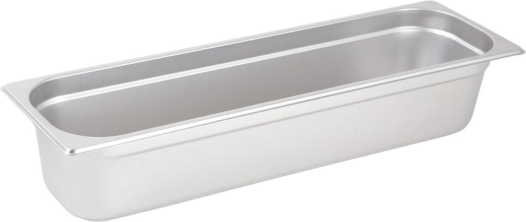 Winco Half Size (Long) 4" Deep Metal Food Pan/Steam Table Pan, Anti-Jam, 22 Gauge