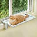 Window Sill Mount Cat Perch for Indoor Cats, One-Step Sliding Clamping Slot Adjustment Cat Hammock with Washable Cover, No Suction Cups Pet Bed for Windowsill & Bedside (XL)