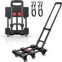 Folding Hand Truck, 500 LB Portable Dolly Cart Heavy Duty Luggage Cart with 6 Wheels & 2 Ropes for Travel, Moving, Shopping
