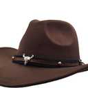Men & Women's Fur Felt Cowboy Hat Wide Brim Western Outback (Brown)