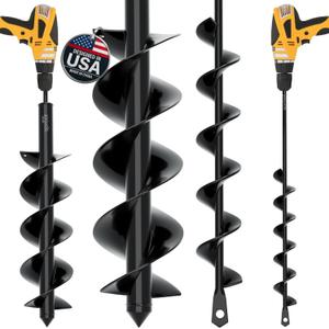 Sproot Garden Auger Drill Bit for Planting 2 Pack 1.6x16 & 3.5x16 Inch - Umbrellas and Fences Auger Post Hole Digger for Gardening and Spiral Bulb Planter Tool  3/8 Inch Hex Drive Compatible