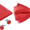 HOULIFE Bow Ties for Men Formal Satin Bowties Pre-tied Style Classic Tuxedo Bowtie Handkerchiefs Cufflinks Sets for Wedding (Red)