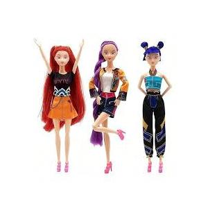 Kpop Demon Hunters Toys Dolls - Oilkas 11.8 inch Action Dolls Set,Includes Anime Style Waterproof Vinyl Stickers, Poseable Dolls with Movable Joints