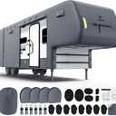 5th Wheel RV Cover 28-31ft, 7 Layer Top Heavy Duty 5th Wheel Cover, Extra-Thick Waterproof Windproof Anti-UV Rip-Stop Camper Cover with 2Pcs Extra Straps, 6 Gutter Covers & 4 Tire Covers