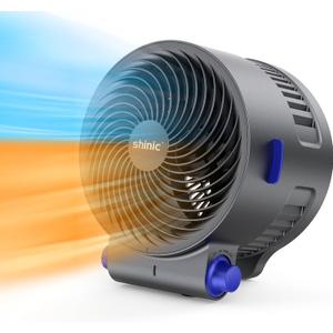 shinic Desk Fan and Heater Combo, Portable Cooling Air Circulator Fan, Tip-Over & Overheat Protection, Turbo Fan Space Heater Combo for Indoor Use Office, Bedroom, Living Room, ETL Listed (Black)