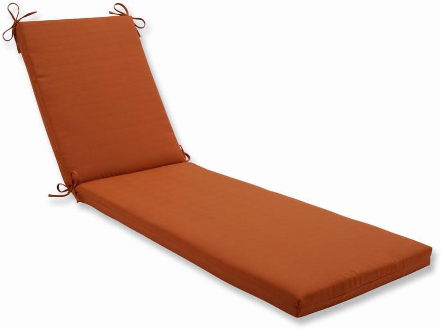 Pillow Perfect Monti Chino Solid Indoor/Outdoor Patio Chaise Lounge Cushion Plush Fiber Fill, Weather and Fade Resistant, 80" x 23", Orange (Orange Cinnabar)