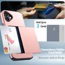 for iPhone 17 Wallet Case with Card Holder + 2 Tempered Glass Screen Protector Protective Shockproof Hidden Card Slot Slim Case Women Men for iPhone 17 6.3(Rose Gold)