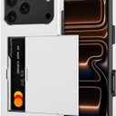 SAMONPOW for iPhone 17 Pro Case with Card Holder iPhone 17 Pro Wallet Case 6.3 inch Heavy Duty Protective Shockproof Dual Layer Hidden Card Slot Slim Cover for Women Men, White