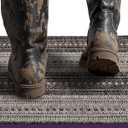 DEXI Dirt Trapper Door Mat, 20x31 Washable Doormat, Dirt Resistant and Absorbent, Easy Clean Low-Profile Floor Rugs for Entryway, Front Door, and Inside Entrance, Striped Grey