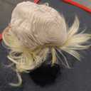 Short Curly Blond Toupee Clip in 100% Real Human Hair Curly Topper Fluffy Hair Piece Clip in Hairpiece Top -Topper with Bangs Wavy Topper Hair Piece for Women 6" Blond Color