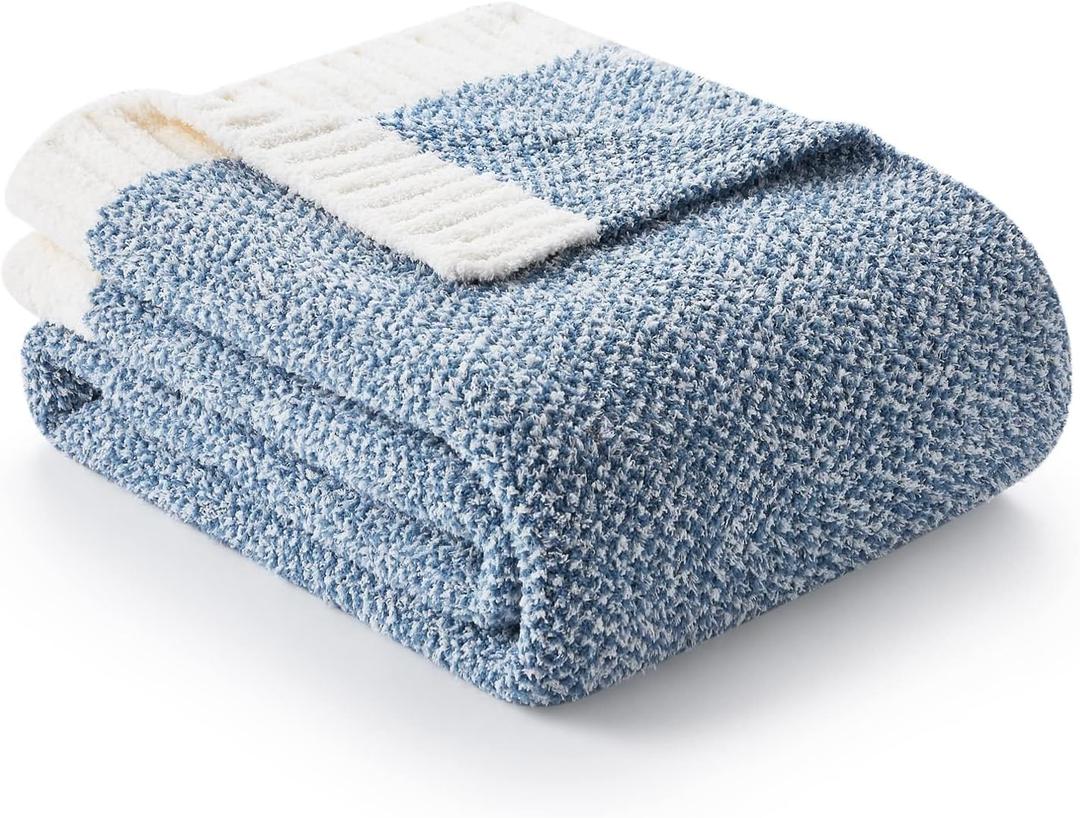 Snuggle Sac Heather Blue Bed Blanket Oversized Twin XL 66x90, Super Soft Warm Blankets for Bed, Living Room, Luxurious Microfiber Blanket Dupes, Heather Blue, 66x90