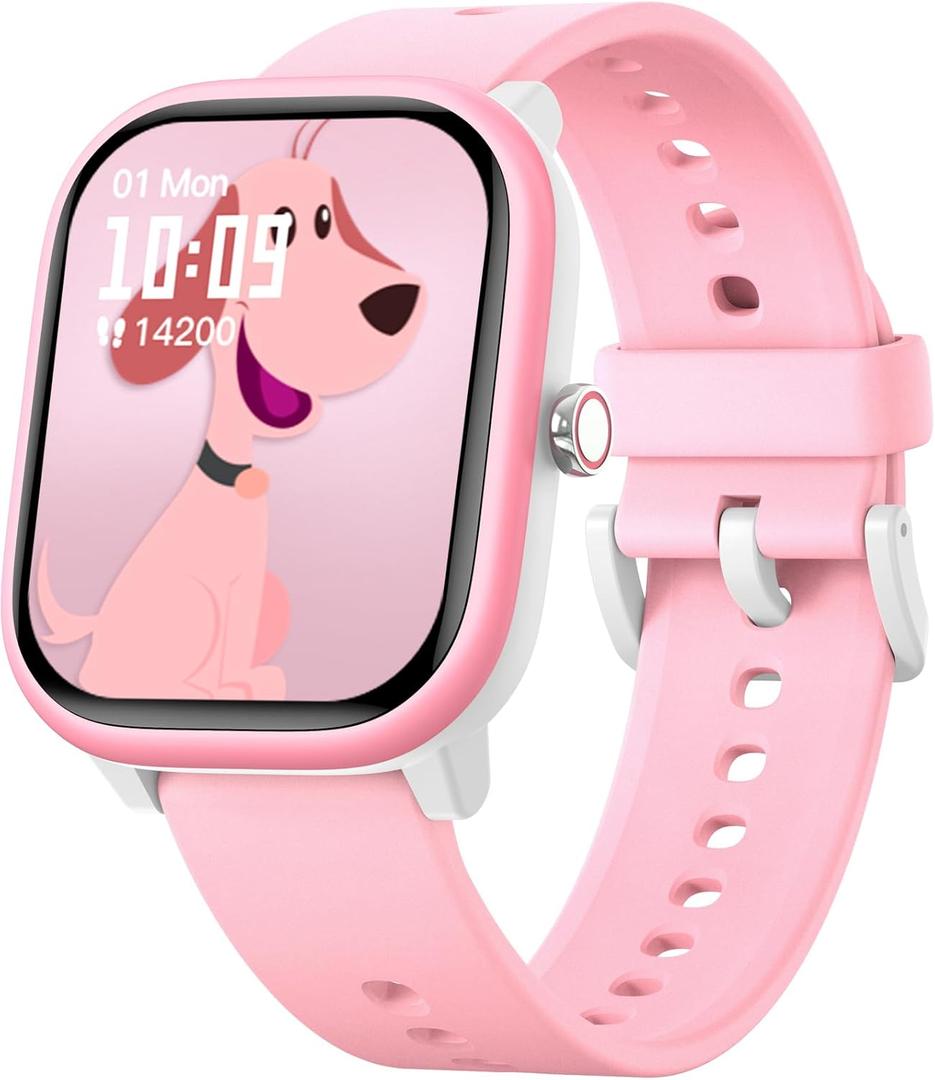 Smart Watch for Kids Girls Boys No APP/Phone Needed, 1.8" IP68 Waterproof Sport Kids Watch Pedometer, Heart Rate, Sleep Monitor, Step Counter, 12 Puzzle Games for Girls Boys Teens 6-16 (Pink)