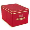 Simplify Holiday Jumbo Storage Box | Christmas Décor Organizer | Good for Seasonal Items | Closet Storage | Collapsible | Lidded | Red 2 pack