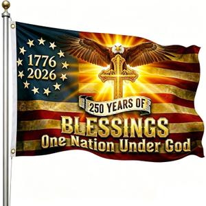 250 Anniversary USA Flag, Double Sided 3-Ply 3x5 FT Patriotic 1776-2026 USA Flag, Outdoor Banner, One Nation Under God, 250th Anniversary Celebration Decor for 4th of July Decorations (Black)