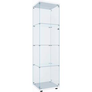 FLYMUHJIA Curio Cabinet Glass Display Case for Collectibles with 4-Shelf Display Shelves, 64.2'Hx16.9''Lx14.6''W White (4 Shelf Single Door-No LED)