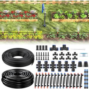 Pawfly 230 ft Quick Connect Drip Irrigation Kit, Drip Irrigation System for Garden Watering System with 1/2" (33 ft) & 1/4" (197 ft) Tubing and Accessories Garden Irrigation System for Greenhouse Lawn