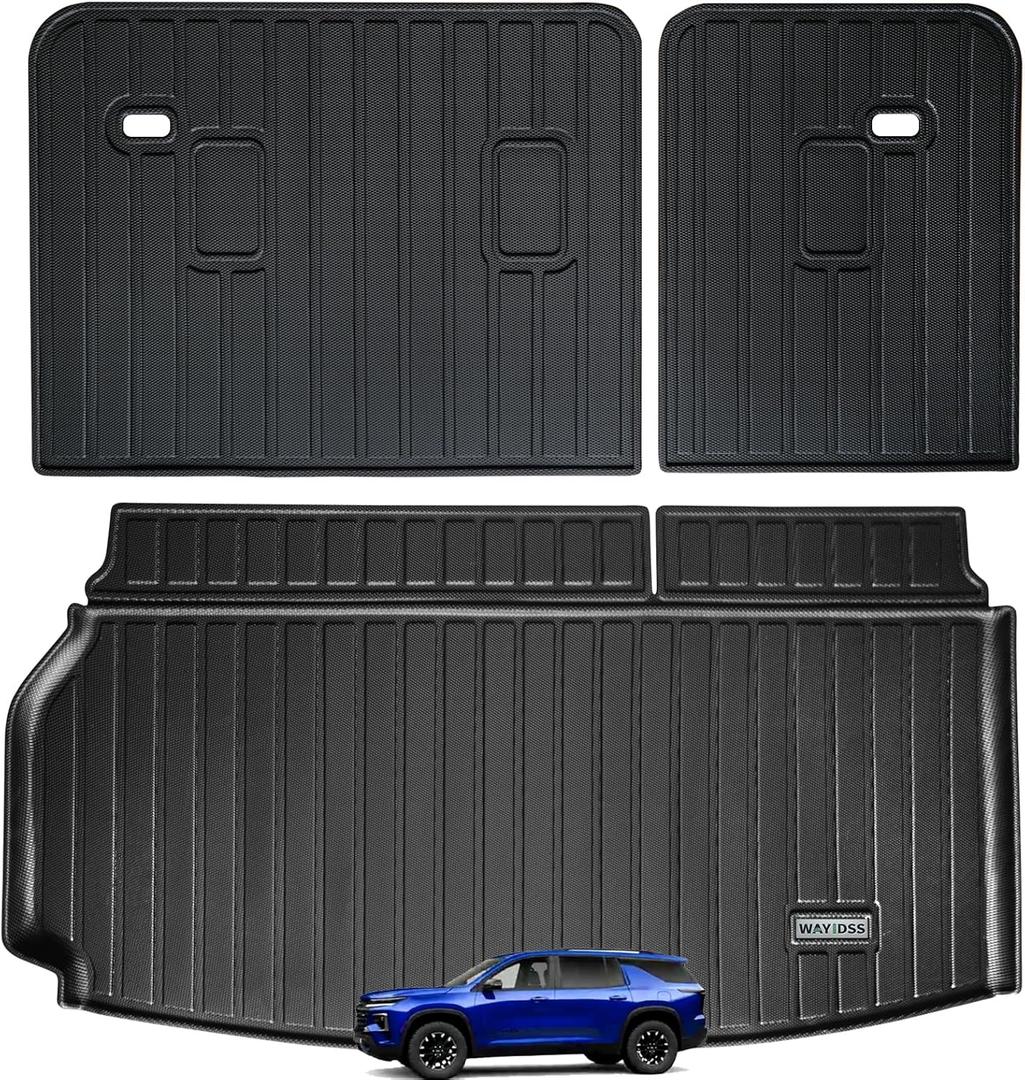 Large Trunk Mat for All-New 2024 2025 Chevrolet Traverse with Backrest Protection,TPE All Weather Protection Car Cargo Liners Accessory Covering The backrest Custom Fit for Chevy Traverse
