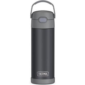 THERMOS FUNTAINER 16 Ounce Stainless Steel Vacuum Insulated Bottle with Wide Spout Lid, Matte Charcoal