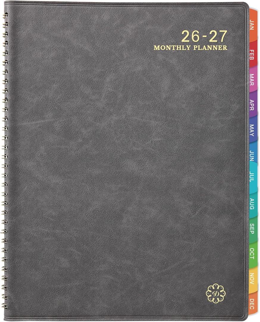 Monthly Planner 2026-2027 - 18-Monthly Planner 2026-2027 with Leather Soft Cover, July 2026 - December 2027, 9'' x 11'' with Coated Tabs