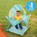 Bright Starts Pop 'N Jump Portable Baby Activity Center, Indoor Outdoor Use, Lightweight, Carrying Bag, Canopy, 6-12 Months - Sky Stripes Blue