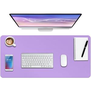 Boutilon Leather Desk Pad Protector,Non-Slip Mouse Pad,Laptop Desk Pad,Office Mouse Mat,Waterproof Leather Desk Blotter,Desk Writing Pad for Office and Home (L-Purple,35"x 17")