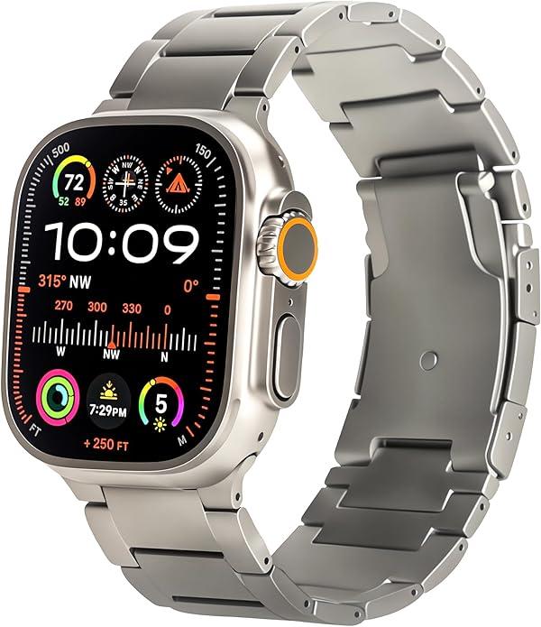Titanium Watch Band for Apple Watch ULTRA 3/2/1 (49mm)  Adjustable, Secure Clasp, Premium Strap (Natural Titanium)