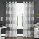 Exclusive Home Navaro Striped Sheer Grommet Top Curtain Panel Pair, 54"x84", Winter White