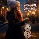 Christmas Snowman Solar Lantern Decorations - Snowman Solar Hanging Large Lantern Outdoor Waterproof, Metal Solar Powered Warm White LED Decor Lights for Outside Garden Yard Porch (1 Pack White)