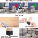 Ezprotekt 24 Pcs Black Chair Leg Sliders for Carpet, Square Chair Glides for Rug, Teflon Furniture Pads Leg Protectors Caps - for Dining Table, Bar Stool, End Table Legs (L Fit:1" - 1.4")