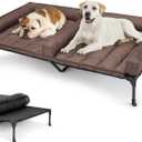Veehoo Cooling Raised Dog Bed + Waterproof Double Dog Bed Cushion for Two Dogs, Elevated Dog Bed with Removable Bolster Mat, Breathable Mesh, No-Slip Feet, 59" x 37.5" Dog Couch Bed, Black, CWC2331D