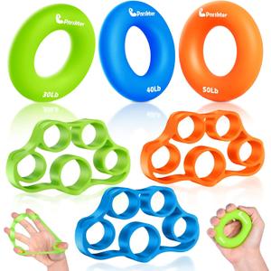 Pnrskter Hand Grip Strengthener, Finger Exerciser, Grip Strength Trainer (6 PCS),New Material,Forearm Grip Workout, Finger Stretcher, Relieve Wrist Pain, Carpal Tunnel, Trigger Finger, Mallet Finger and More.
