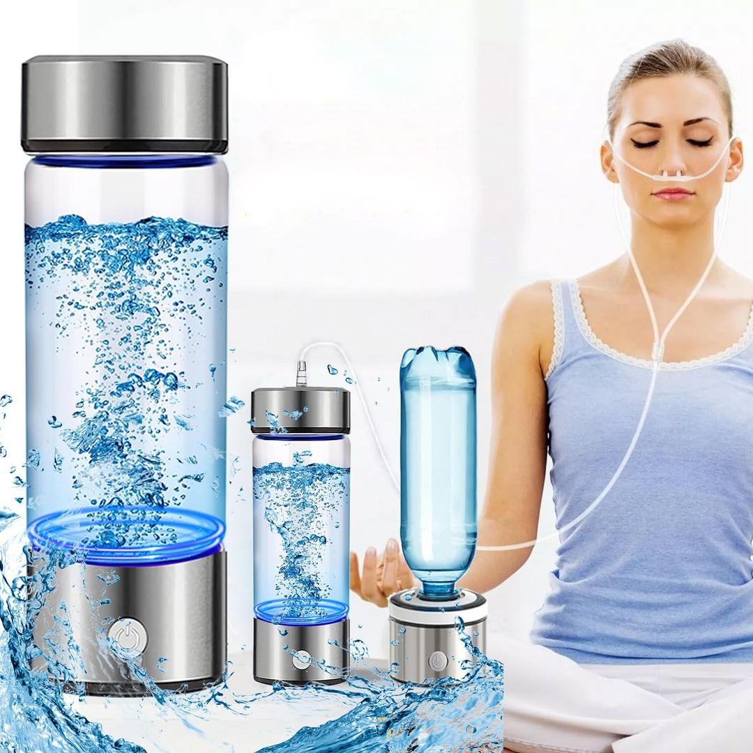 Hydrogen Water Bottle Generator 3 in 1,Portable Hydrogen Rich Health Water Bottles,Hydrogened Glass Ionizer Cup,Hydrogen Water Machine Travel Gift for Women/Men/Mom/Father/Grandpa/Grandma Office/Home (Silver)