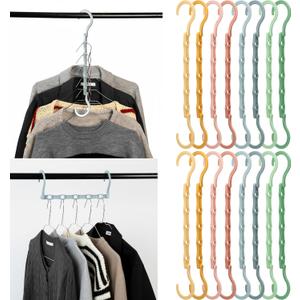 Mr. Pen- Space Saving Hangers for Clothes, 16 pcs, Pastel Colors, Plastic Multi Clothes Hangers Space Saving, 5 Slots, 360 Rotating Hooks