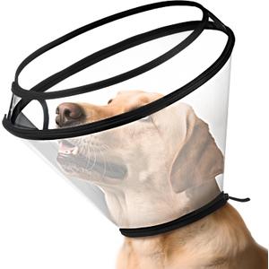 BONTHEE Dog Cone Collar for Surgery Recovery,Adjustable Transparent Pet Recovery Collar for Large Medium Small Dogs & Cats, Protective Elizabethan E-Collar for Wound Healing, Anti-Lick & Bite-XXL
