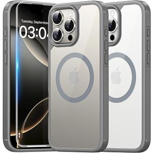 TAURI for iPhone 16 Pro Max Case, Compatible with MagSafe [Not-Yellowing] with Screen Protectors, Military-Grade Protection, Slim Magnetic Case for 16 ProMax 6.9", Gray