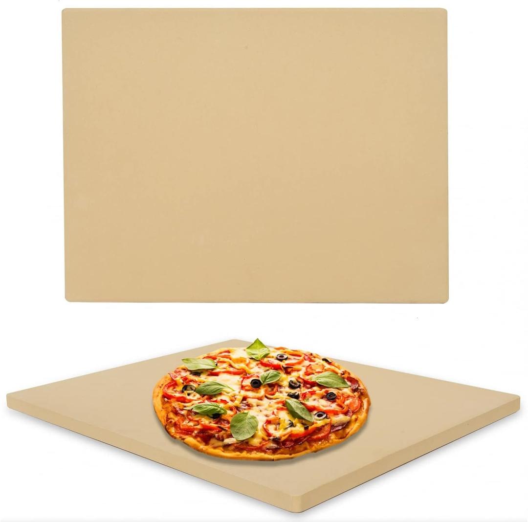 Pizza Stone Heavy Duty Ceramic Baking Stone for use in Oven & Gril - Thermal Shock Resistant, Ideal for Baking Pizza, Bread, Cookies, Rectangular Cooking Stone 15x12 Inch