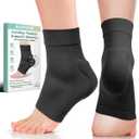 Achilles Tendon Support with Silicone Heel Protector Cushion Pad, Achilles Tendonitis Relief Sleeve Brace Compression Socks for Women Men Plantar Fasciitis, Bursitis, 1 Pair (Black, Large)