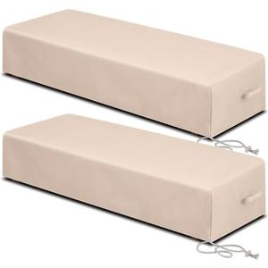 Tingjoo 2 Pcs Patio Chaise Lounge Cover Waterproof Outdoor Lounge Chair Cover 30"D x 83"W x 12"H UV Resistant with Handle Strap for Furniture Protection (Tan)