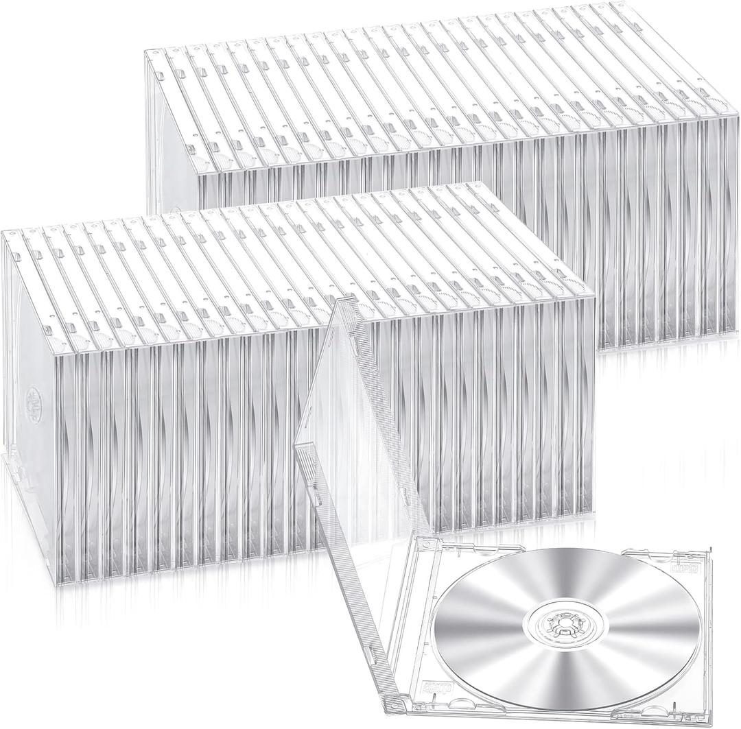 LEIFIDE 50 Pieces 10.4 mm Plastic Cd Jewel Case Clear Single DVD Disc Case Standard Cd DVD Cover for Protection Replacement (Clear)