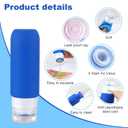 Travel Bottles for Toiletries 4 Pack 3oz Tsa Approved Auto-Rebound Travel Size Containers Squeezable Leak Proof Refillable Silicone Travel Accessories Toiletry Bag,Label,Brush