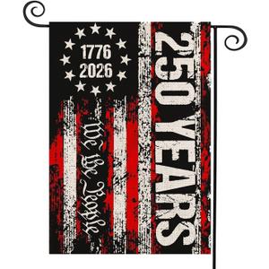 4 x 250 Anniversary Usa Garden Flags for Outside, 250 Anniversary USA Flag We the People 1776-2026 Patriotic 4th of July Decorations Yard Sign Double-Sided Waterproof Flag 12x18 Inch 250 Year American Flag