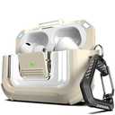 RFUNGUANGO for AirPods Pro 3 Case, Compatible with AirPods Pro 3 Generation Case (2025), Compatible with MagSafe, Magnetic Automatic Lock with Cleaner Kit and Keychain, Front LED Visible, Sand Grey