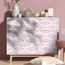 Modern White and Pink Peel and Stick Wallpaper Stripe Diamond Wallpaper Vinyl Waterproof Contact Paper Shelf Paper Drawer Liner Roll for Bedroom Living Room 17.7"x300"