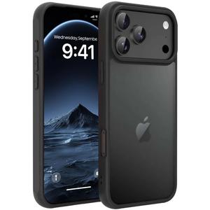 2 x for iPhone 17 Pro Max Case Compatible with Military Grade Drop Protection Slim Translucent Matte Shockproof with Anti-Fingerprint Phone Case (Black, iPhone 17 Pro Max)
