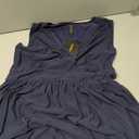 WOOSEA Women Sleeveless Deep V Neck Sexy Mesh Loose Maxi Casual Long Dress Navy Blue, XL 