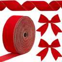 Yungyan Velvet Ribbons with Gold Edge Felt Ribbon Gift Bow Wrapping Ribbon Waterproof for Handmade, Home Decor, Gift Wrapping, Wreath DIY Crafts, Christmas Tree(Red,2.5 Inch x 60 Yards)