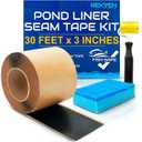 Pond Liner Seam Tape Kit - 30 Feet x 3 Inch - Double Sided Butyl Tape - Bond Seal or Repair EPDM PVC HDPE LDPE RPE LLDPE - Perfect for Small or Large Fish and Koi Ponds (Kit - Roller & Sponge)