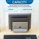 Elestoria 5-Slot Vertical Laptop Stand - Aluminum Laptop Stand Vertical for Desk -Laptop Holder with Adjustable Width (12-38mm) Compatible with MacBook Pro/Air & Gaming Laptops up to 17.3"-Grey